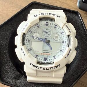 Casio G-Shock Ivory Watch with Blue Accents